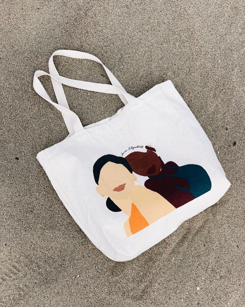 a tote bag with illustration